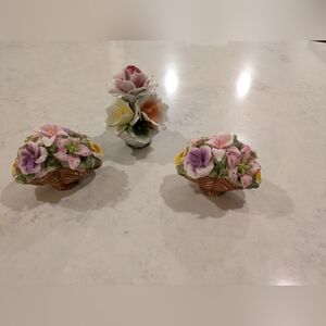 Vintage Flowers Backets Set Of 3